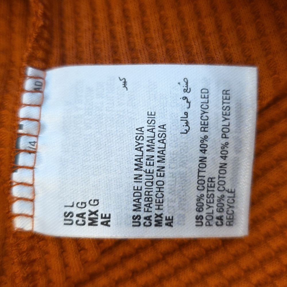 Sun And Stone Waffle Thermal Knit Top Unisex Large Rust Nwt - Picture 8 of 12